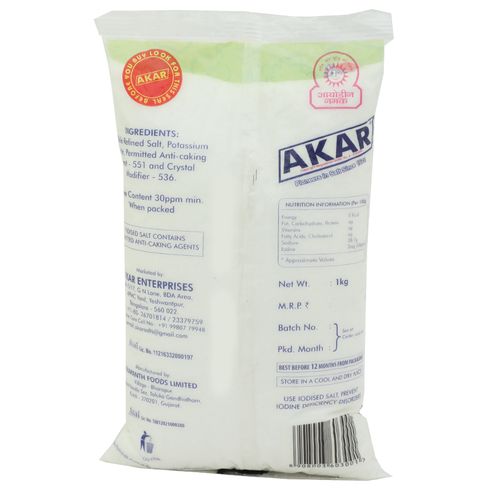 AKAR Salt/Uppu - Free Flow, 1 kg Pouch 