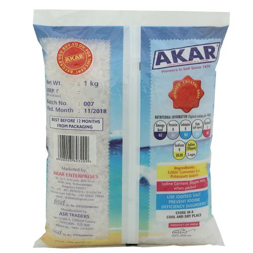 AKAR Salt/Uppu - Crystal, 1 kg Pouch 