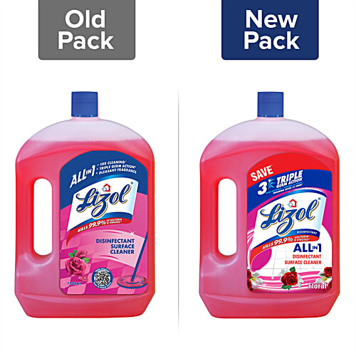 Lizol Disinfectant Surface & Floor Cleaner Liquid - Floral, 2 L  Kills 99.9% Germs