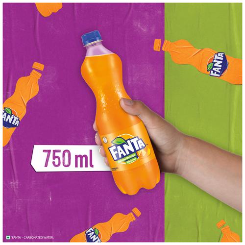 Fanta Soft Drink - Orange Flavoured, Refreshing, 750 ml Pet Bottle Zero Fat