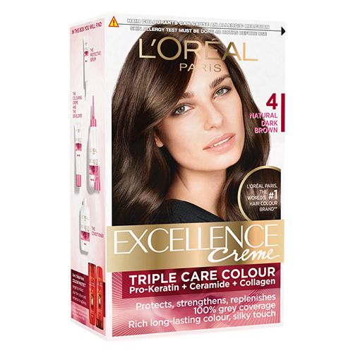 Loreal Paris Excellence Creme Hair Color - 4 Natural Dark Brown, 172 g  
