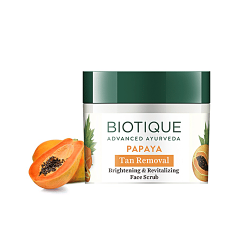 BIOTIQUE Brightening & Revitalizing Face Scrub - Papaya, Tan Removal, All Skin Type, 75 g 100% Botanical Extracts