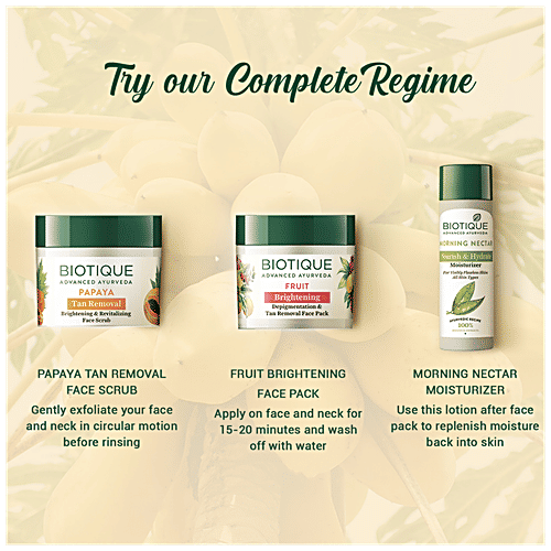 BIOTIQUE Brightening & Revitalizing Face Scrub - Papaya, Tan Removal, All Skin Type, 75 g 100% Botanical Extracts