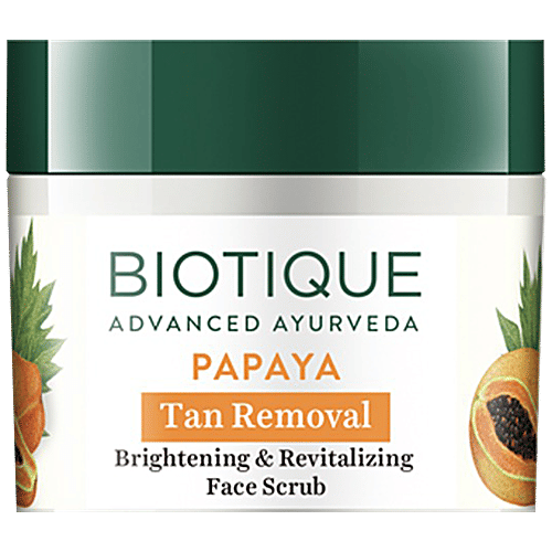 BIOTIQUE Brightening & Revitalizing Face Scrub - Papaya, Tan Removal, All Skin Type, 75 g 100% Botanical Extracts