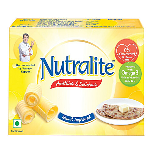 Nutralite Healthier & Delicious Fat Spread, 500 g Carton Powered with Omega-3, 0% Cholesterol