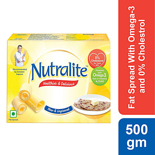 Nutralite Healthier & Delicious Fat Spread, 500 g Carton Powered with Omega-3, 0% Cholesterol