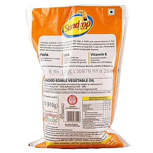 Sundrop Oil - Gold Lite, 1 L Pouch 