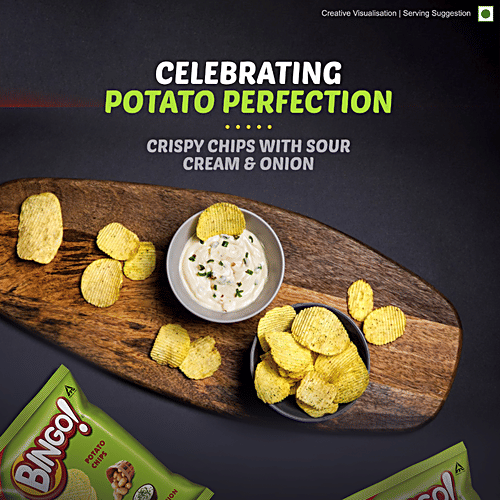 Bingo Potato Chips - Cream & Onion, 52 g Pouch 