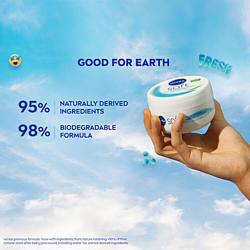 Nivea Soft Light Moisturizer - With Vitamin E & Jojoba Oil, Instant Hydration, Non Greasy Cream, For Face, Hand & Body, 200 ml  