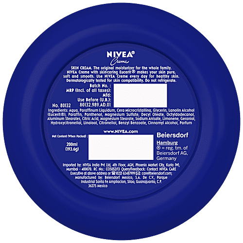 Nivea Creme Multi-Purpose Moisturiser - Protective Skin Care Cream For Men, Women & Family, 200 ml  