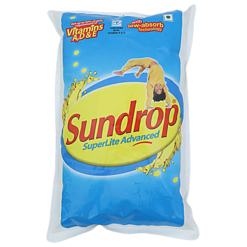 Sundrop Super Lite Advanced - Sunflower Oil, 1 L Pouch 