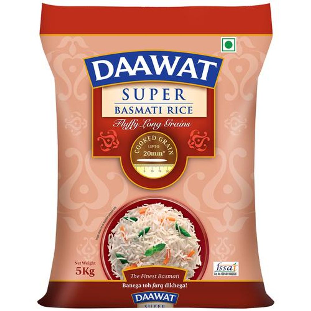 Daawat Basmati Rice/Basmati Akki - Super, 5 kg Pouch