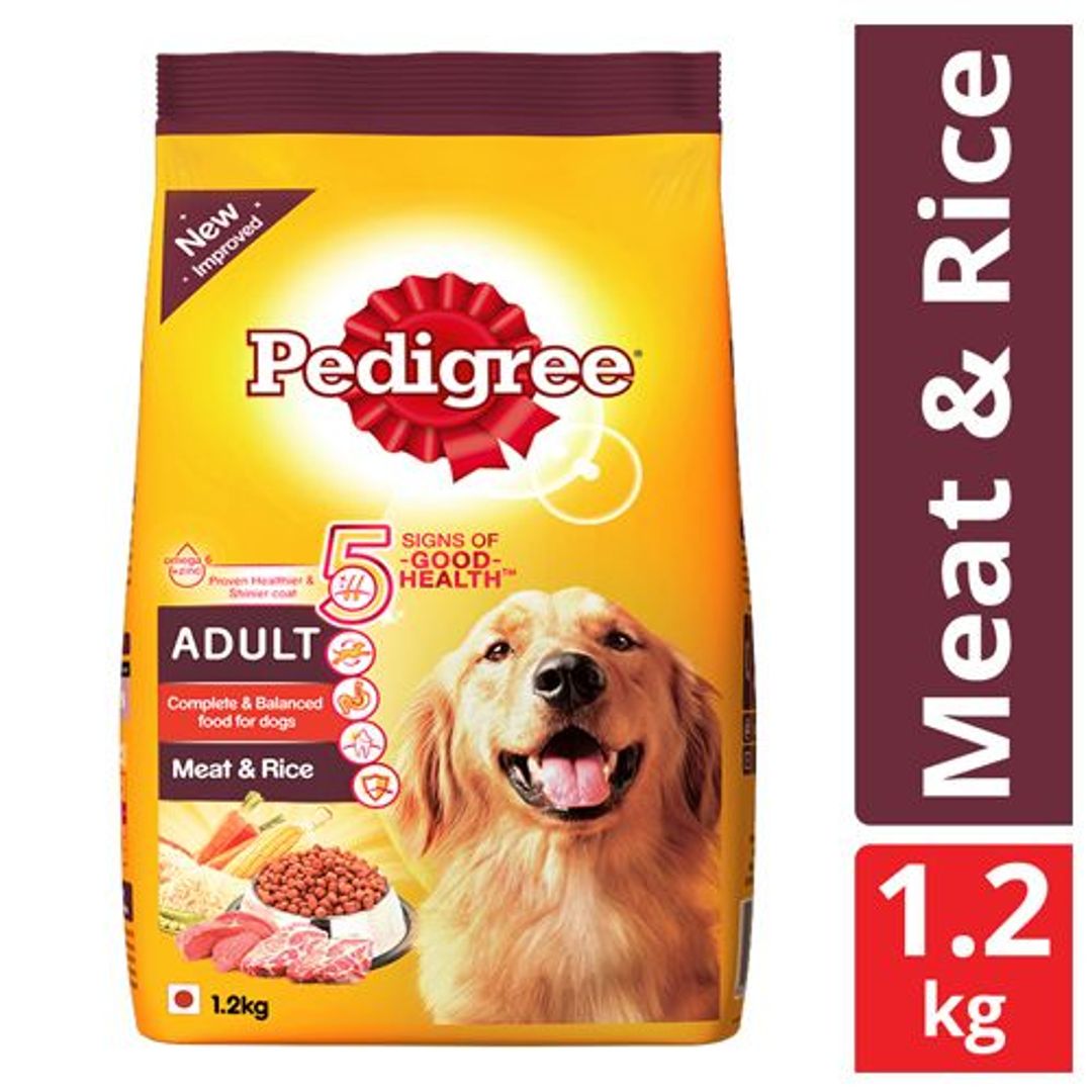 Pedigree Dry Pet Food - For Adult Dogs, Meat & Rice, 1.2 kg 