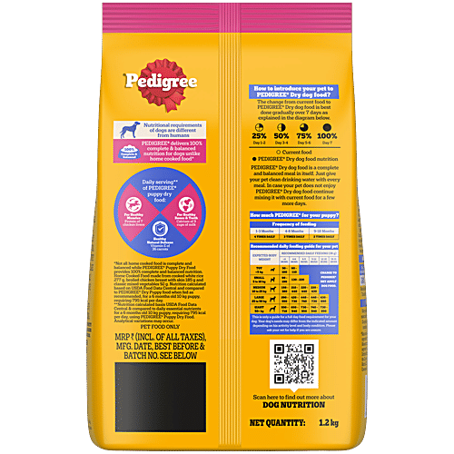 Pedigree Puppy Dry Dog Food, Chicken & Milk, 1.2 kg, 100% Complete & Balanced Food for Puppies, 1.2 kg  Vision & Brain Development, Complete & Balanced Diet, Vitamin E, Calcium & Protein