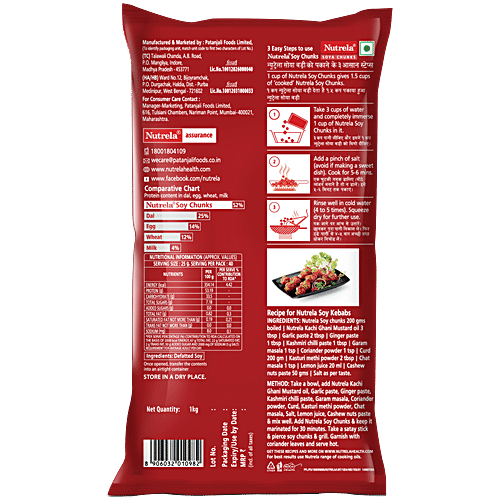 Nutrela Soya Chunks, 1 kg Pouch 99% Fat Free