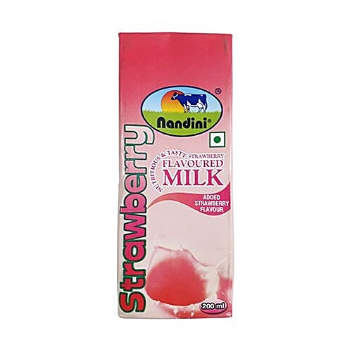 Nandini Milk - Strawberry Flavor, 200 ml Carton 