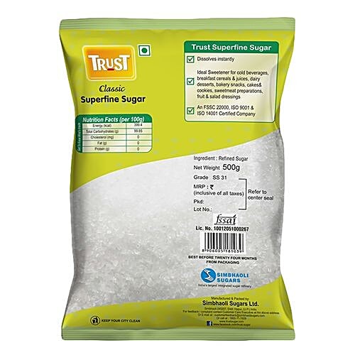 Trust Classic Superfine Sugar, 500 g  Surphurless, No Harmful Chemicals