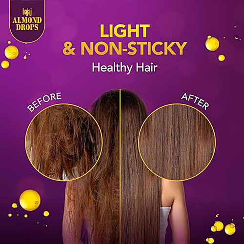 Bajaj Almond Drops Non-Sticky Hair Oil - For Healthy & Beautiful Hair, With 6X Vitamin E Nourishment, 190 ml  With 6X Vitamin E Nourishment