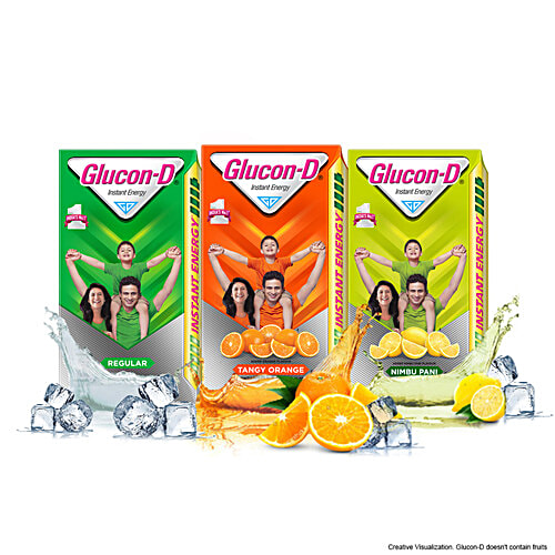 Glucon-D Instant Energy Nutrition Drink - Regular, 75 g (Get 50 g Free) Contains 99.4% Glucose, Minerals & Vitamin D