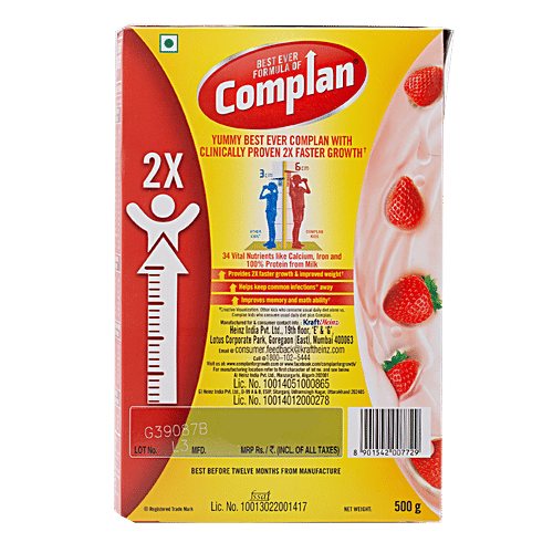 Complan Health Drink - Strawberry Flavour, 500 g Carton 