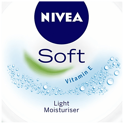 Nivea Soft Light Moisturiser For Face, Hand & Body - Non-Sticky Cream With Vitamin E & Jojoba Oil, 100 ml  