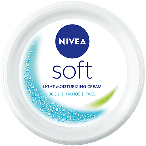 Nivea Soft Light Moisturizer - With Vitamin E & Jojoba Oil, For Face, Hand & Body, Instant Hydration, Non Greasy Cream, 100 ml