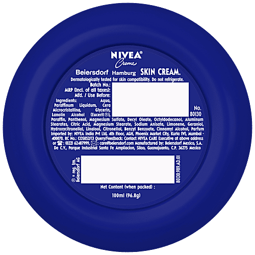 Nivea Creme Multi-Purpose Moisturiser - Protective Skin Care Cream For Men, Women & Family, 100 ml