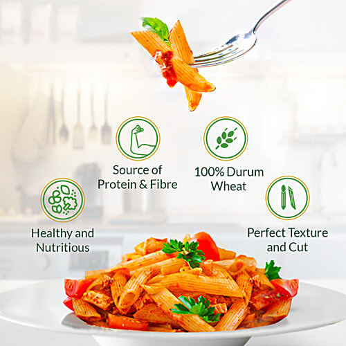 Del Monte Durum Wheat Pasta - Penne Rigate, 500 g Source of Protein & Fibre