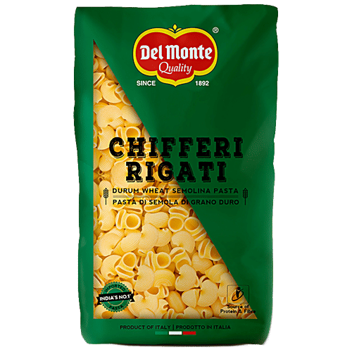 Del Monte Durum Wheat Pasta - Chifferi Rigati, 500 g  Durum Wheat Semolina
 Protein Source
 Dietary Fibre