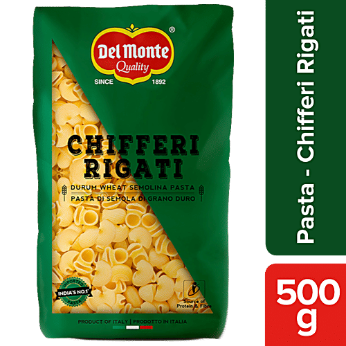 Del Monte Durum Wheat Pasta - Chifferi Rigati, 500 g  Durum Wheat Semolina
 Protein Source
 Dietary Fibre