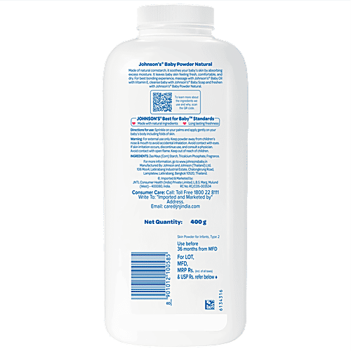 Johnson's baby Baby Powder, 400 g  No Added Parabens & Phthalates