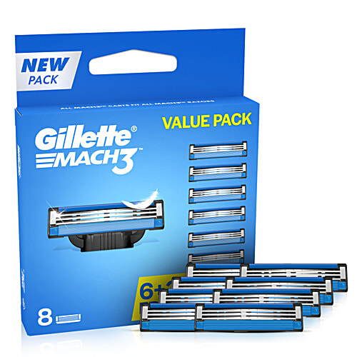 Gillette Mach 3 - Manual Shaving Razor Blades Cartridge, 8 pcs  Advanced 3 Blade Shaving Technology