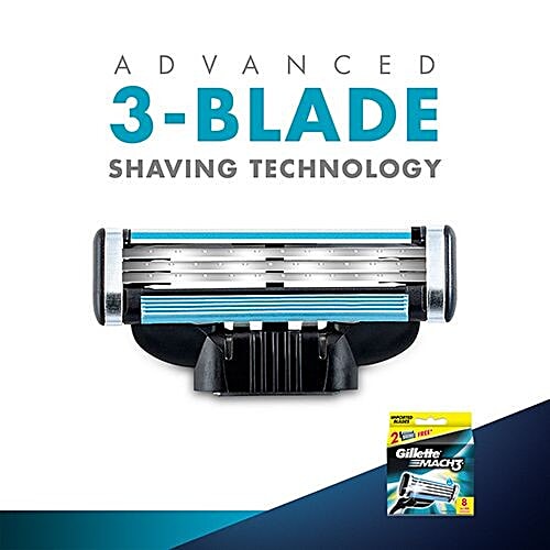 Gillette Mach3 - Manual Shaving Razor Blades Cartridge, 8 pcs  