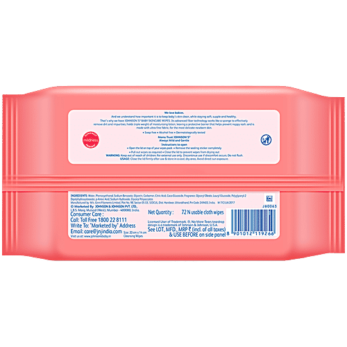 Johnson's baby Baby Wipes, 72 pcs  Soap Free, Alcohol Free