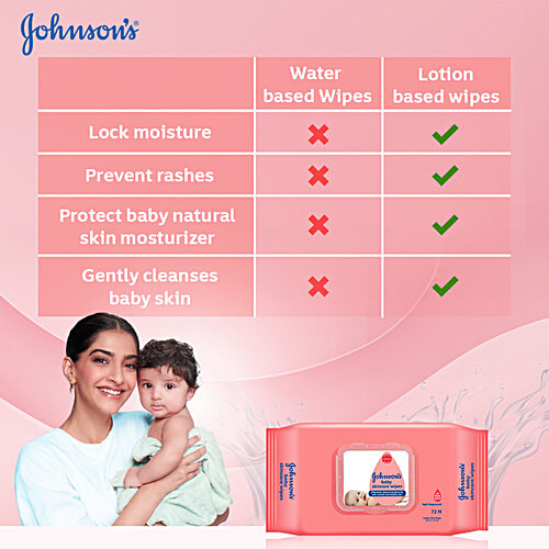 Johnson's baby Baby Wipes, 72 pcs  Soap Free, Alcohol Free