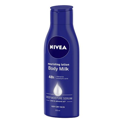 Nivea Body Milk Nourishing Lotion - Very Dry Skin, With Deep Moisture Serum & 2X Almond Oil, 48h Intensive Moisture Care, 200 ml  