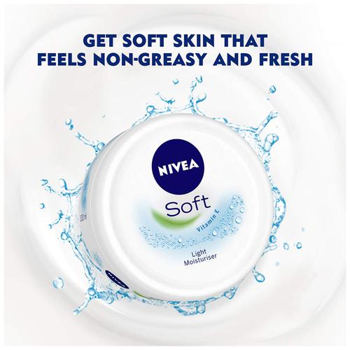 Nivea Soft Light Moisturizer - With Vitamin E & Jojoba Oil, For Face, Hand & Body, Instant Hydration, Non-greasy Cream, 50 ml  