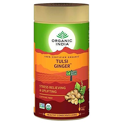 ORGANIC INDIA Infusion Bags - The Original Tulsi Ginger, 100 g Tin 