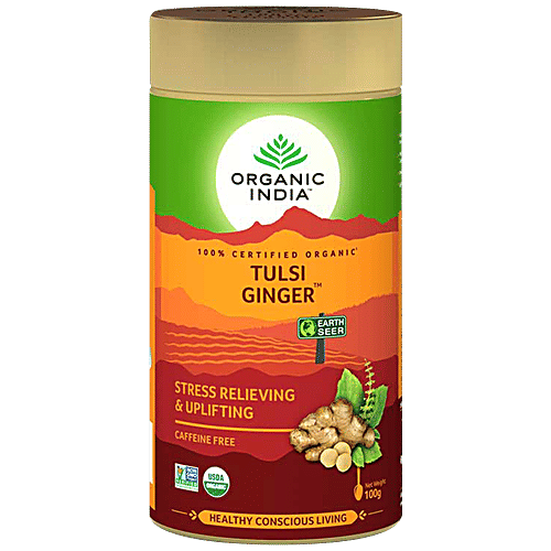 Organic India Tulsi Ginger Tea, 100 g Caffeine Free