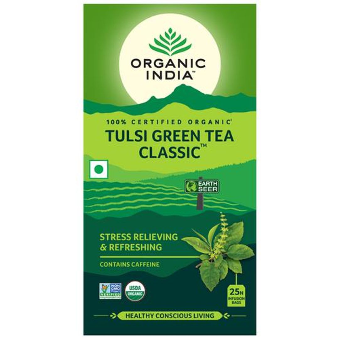 Organic India Infusion Bags - Tulsi Green Tea, 43.5 g (25 Bags x 1.7 g each)
