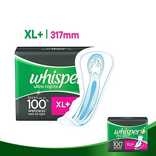 Whisper  Ultra Overnight Sanitary Pads - Extra Large Wings, 7 pcs Pouch 