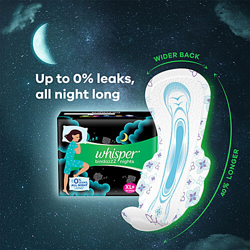 Whisper  Ultra Overnight Sanitary Pads - Extra Large Wings, 7 pcs Pouch 