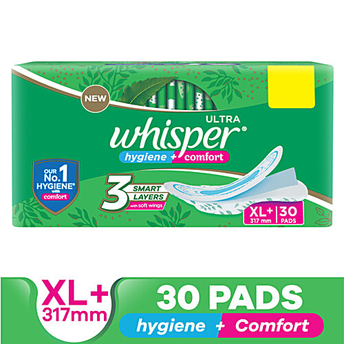 Buy Whisper Sanitary Pads Ultra Clean Xl Wings 30 Pads Online at the