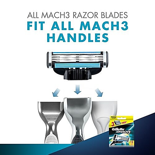 Gillette Mach3 - Manual Shaving Razor Blades Cartridge, 12 pcs  