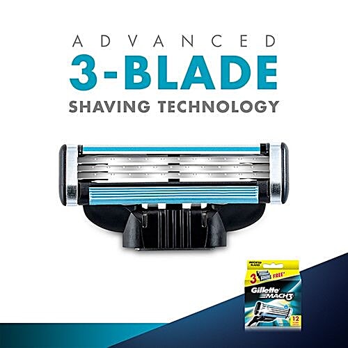 Gillette Mach3 - Manual Shaving Razor Blades Cartridge, 12 pcs  