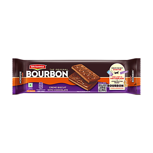 Britannia The Original Bourbon Creme Biscuit - With Chocolate, 150 g  
