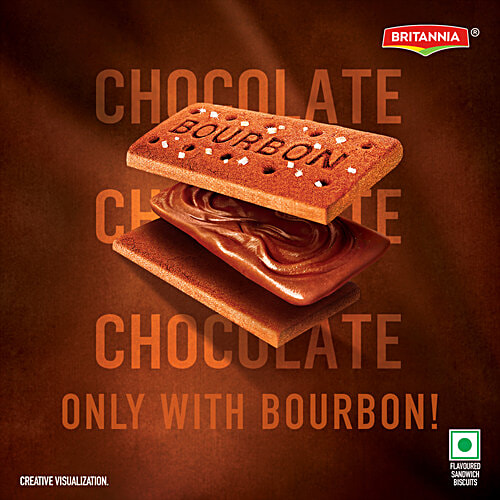 Britannia The Original Bourbon Creme Biscuit - With Chocolate, 150 g  