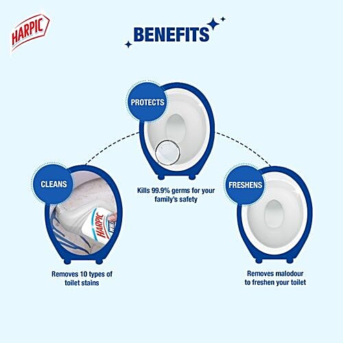 Harpic Disinfectant Toilet Cleaner - White & Shine Bleach, 500 ml  