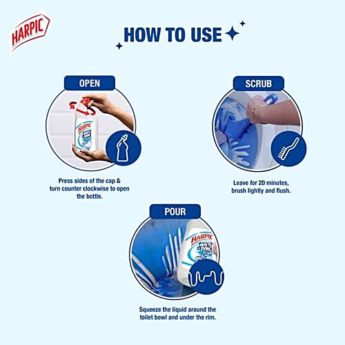 Harpic Disinfectant Toilet Cleaner - White & Shine Bleach, 500 ml  