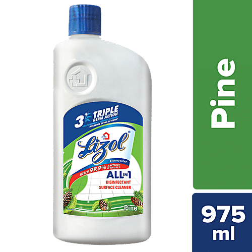 Lizol All In 1 Disinfectant Surface & Floor Cleaner - Pine, Kills 99.9% Germs, 975 ml  